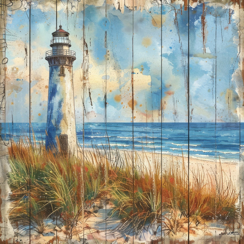 Wooden Lighthouses Fabric Panel 1