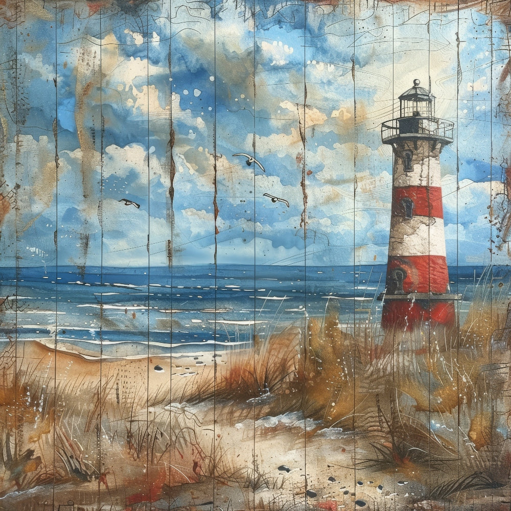Wooden Lighthouses Fabric Panel 2