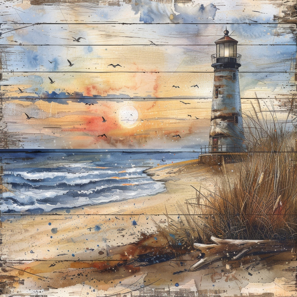 Wooden Lighthouses Fabric Panel 8