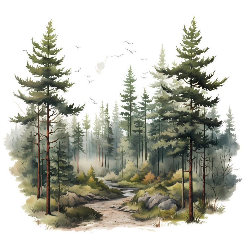 Woodland Forest Scene 3 Fabric Panel