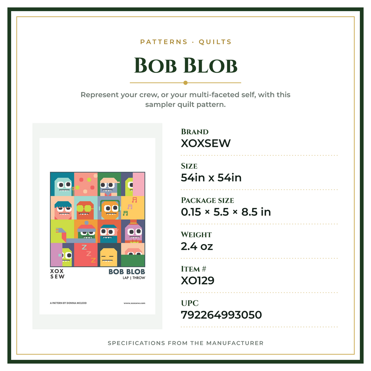 Product Specifications – Bob Blob