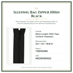 Product Specifications – Sleeping Bag Zipper 100in Black