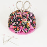 Pin Cushion Dome Black Pink Floral