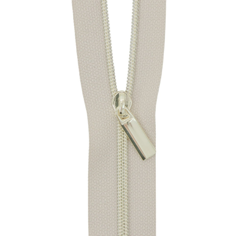 Beige #3 Nylon Gold Coil Zippers: 3 Yards with 9 Pulls