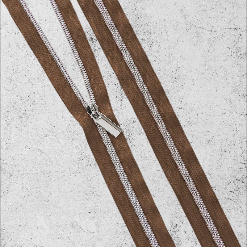 Zippers By The Yard Brown Nickel