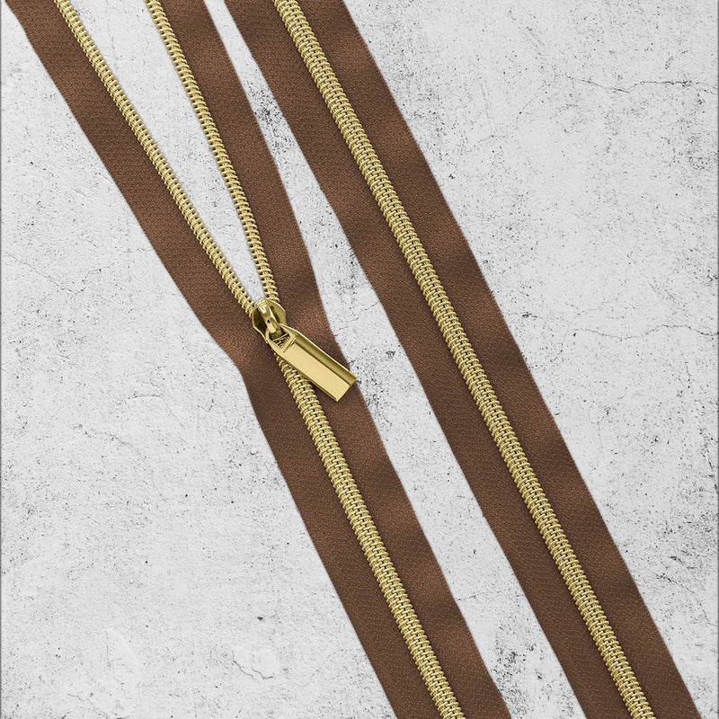 Zippers By The Yard Brown Gold