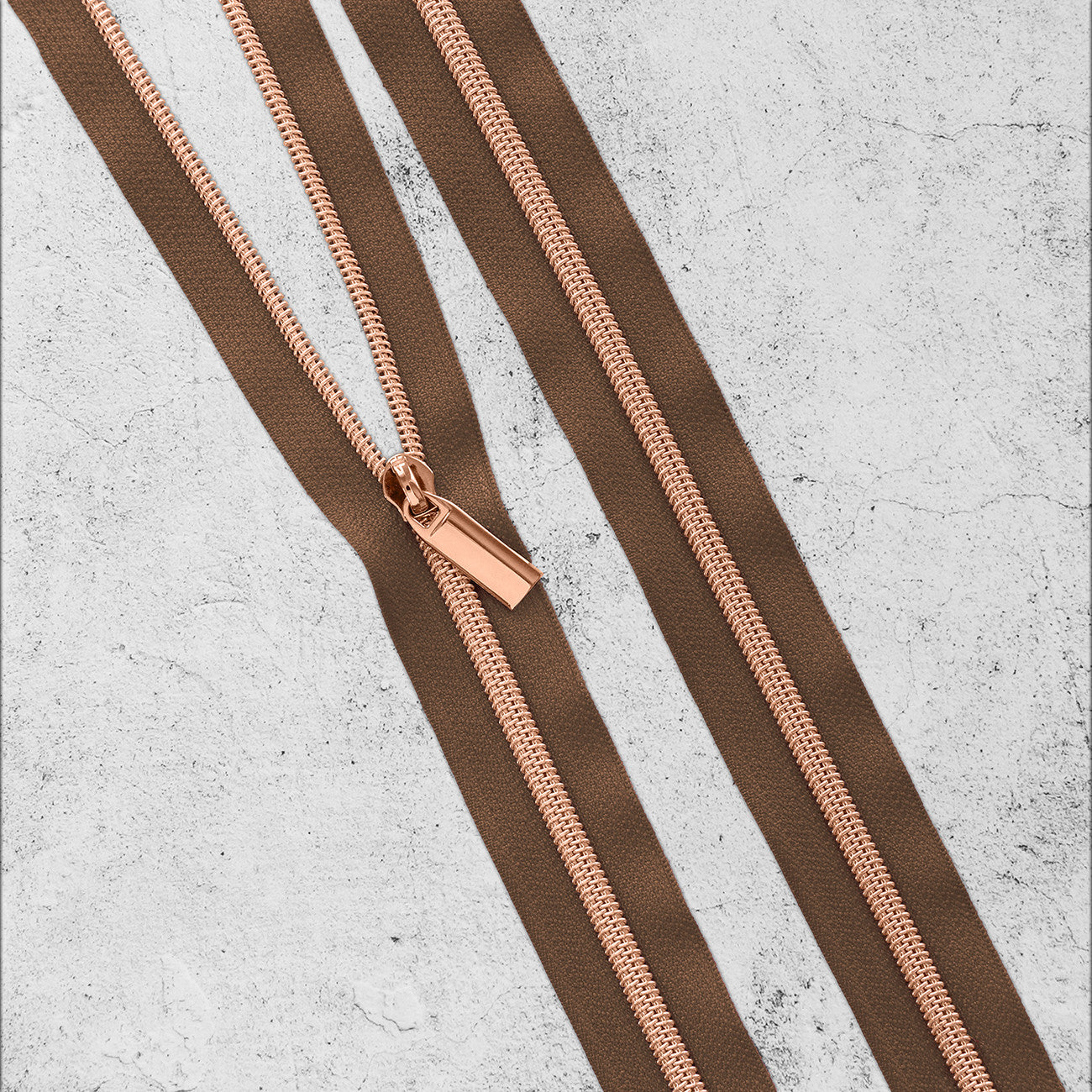 Zippers By The Yard Brown Rose Gold