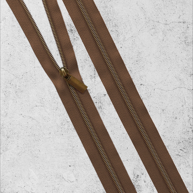 Zippers By The Yard Brown Antique