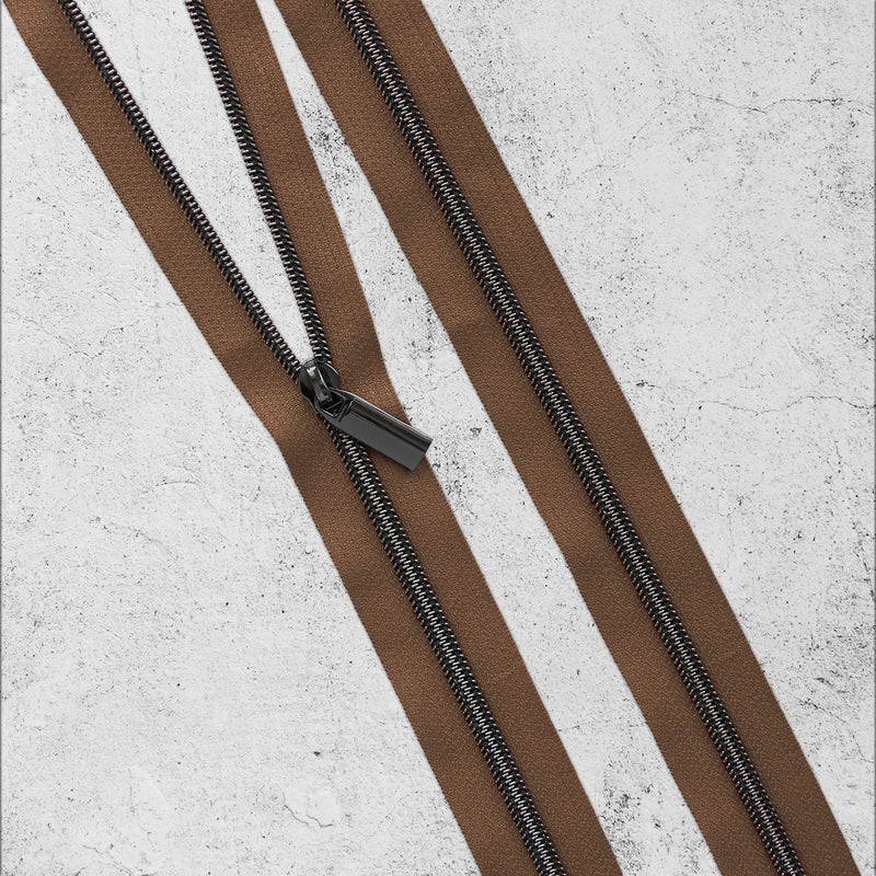 Zippers By The Yard Brown Gunmetal