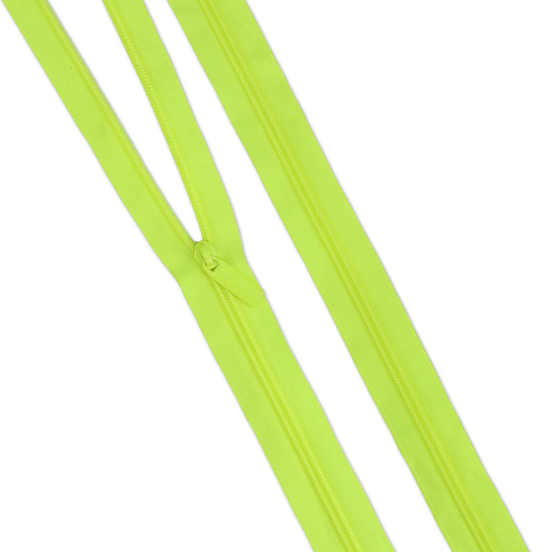 Tula Pink Neon Yellow #5 Nylon Coil Zippers: 3 Yards With 9 Pulls