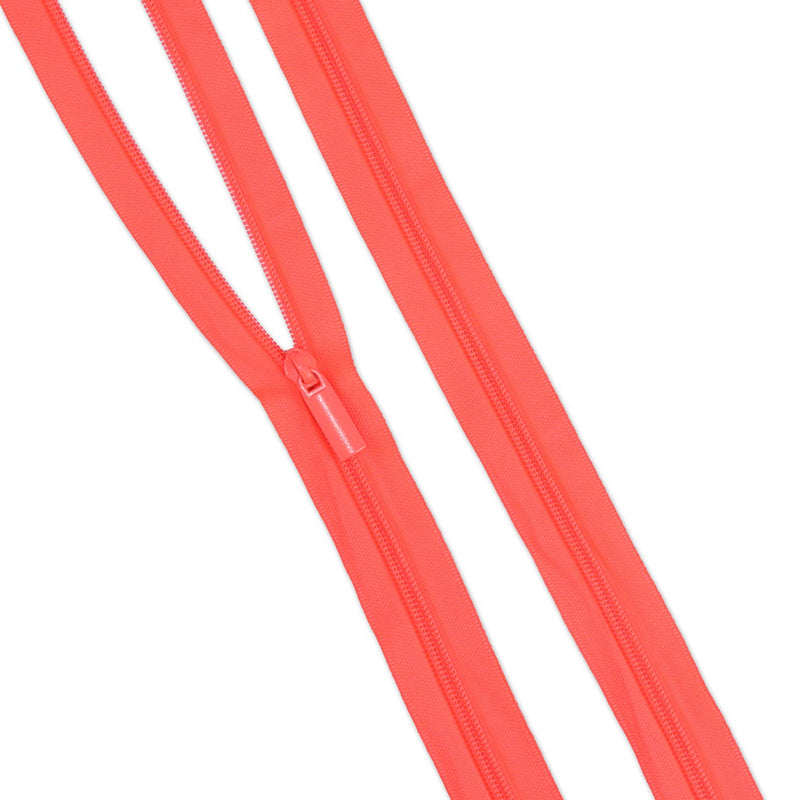 Tula Pink Neon Coral #5 Nylon Coil Zippers: 3 Yards With 9 Pulls