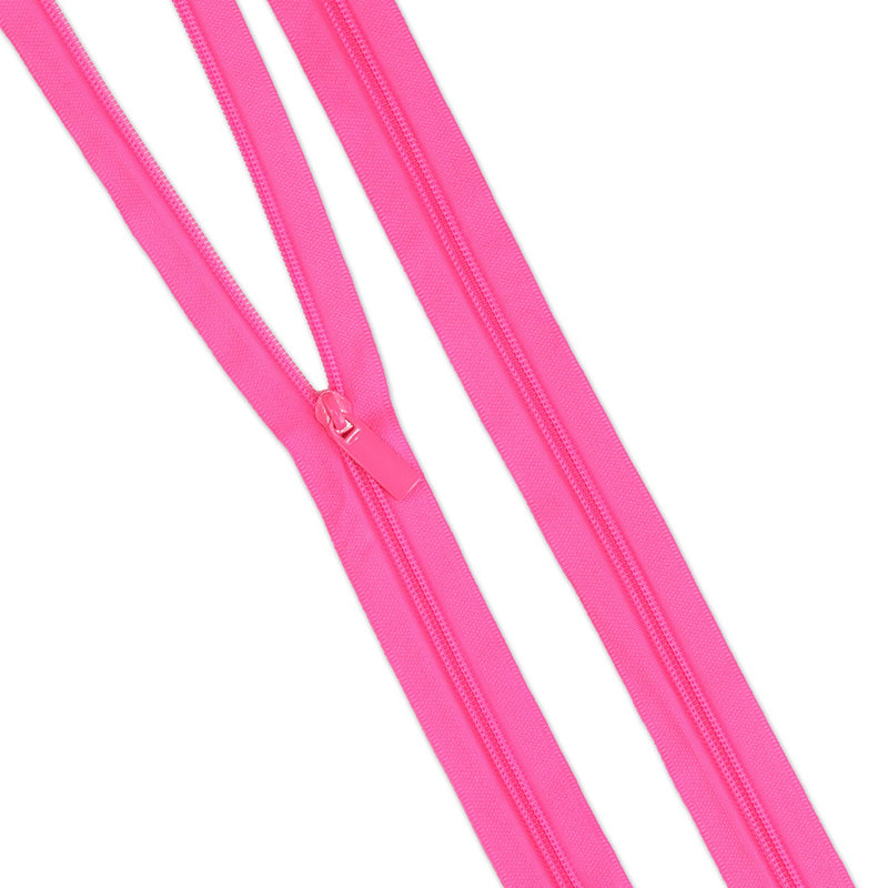 Tula Pink Neon Pink #5 Nylon Coil Zippers: 3 Yards With 9 Pulls