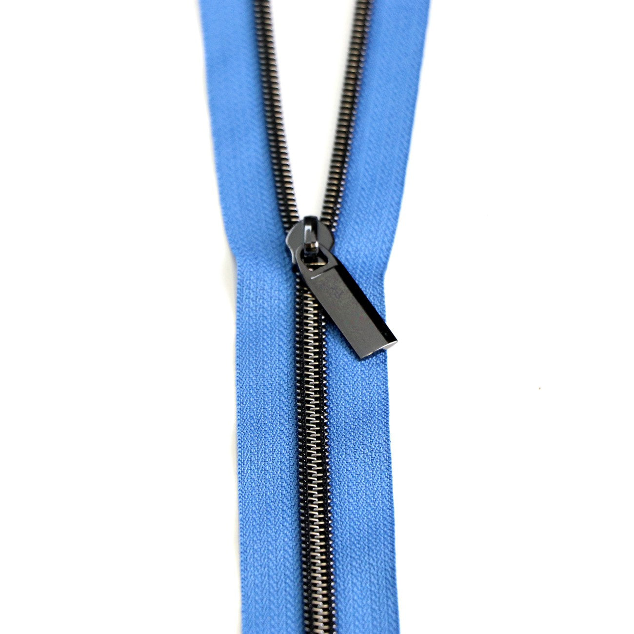 Blue Jean #5 Nylon Gunmetal Coil Zippers: 3 Yards with 9 Pulls