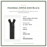 Product Specifications – Handbag Zipper 24in Black