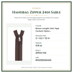 Product Specifications – Handbag Zipper 24in Sable