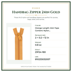 Product Specifications – Handbag Zipper 24in Gold