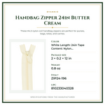 Product Specifications – Handbag Zipper 24in Butter Cream