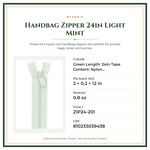 Product Specifications – Handbag Zipper 24in Light Mint