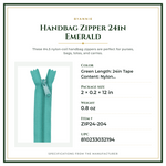 Product Specifications – Handbag Zipper 24in Emerald