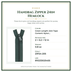 Product Specifications – Handbag Zipper 24in Hemlock