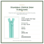 Product Specifications – Handbag Zipper 24in Turquoise