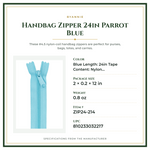 Product Specifications – Handbag Zipper 24in Parrot Blue