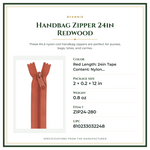 Product Specifications – Handbag Zipper 24in Redwood