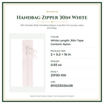Product Specifications – Handbag Zipper 30in White
