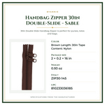 Product Specifications – Handbag Zipper 30in Double-Slide - Sable