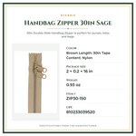 Product Specifications – Handbag Zipper 30in Sage