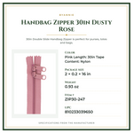 Product Specifications – Handbag Zipper 30in Dusty Rose