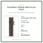 Product Specifications – Handbag Zipper 40in Slate Gray