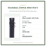 Product Specifications – Handbag Zipper 40in Navy