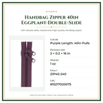 Product Specifications – Handbag Zipper 40in Eggplant-Double-Slide