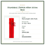 Product Specifications – Handbag Zipper 40in Atom Red