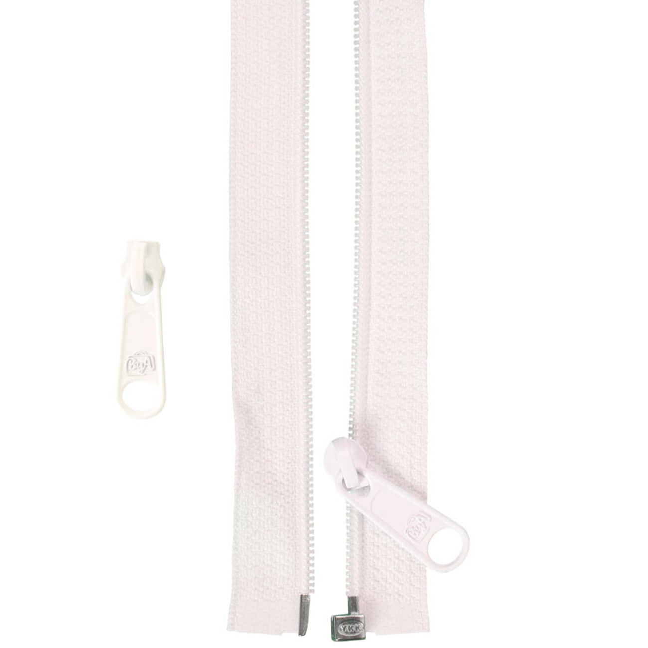 50in Separating Zipper and Extra Slide White