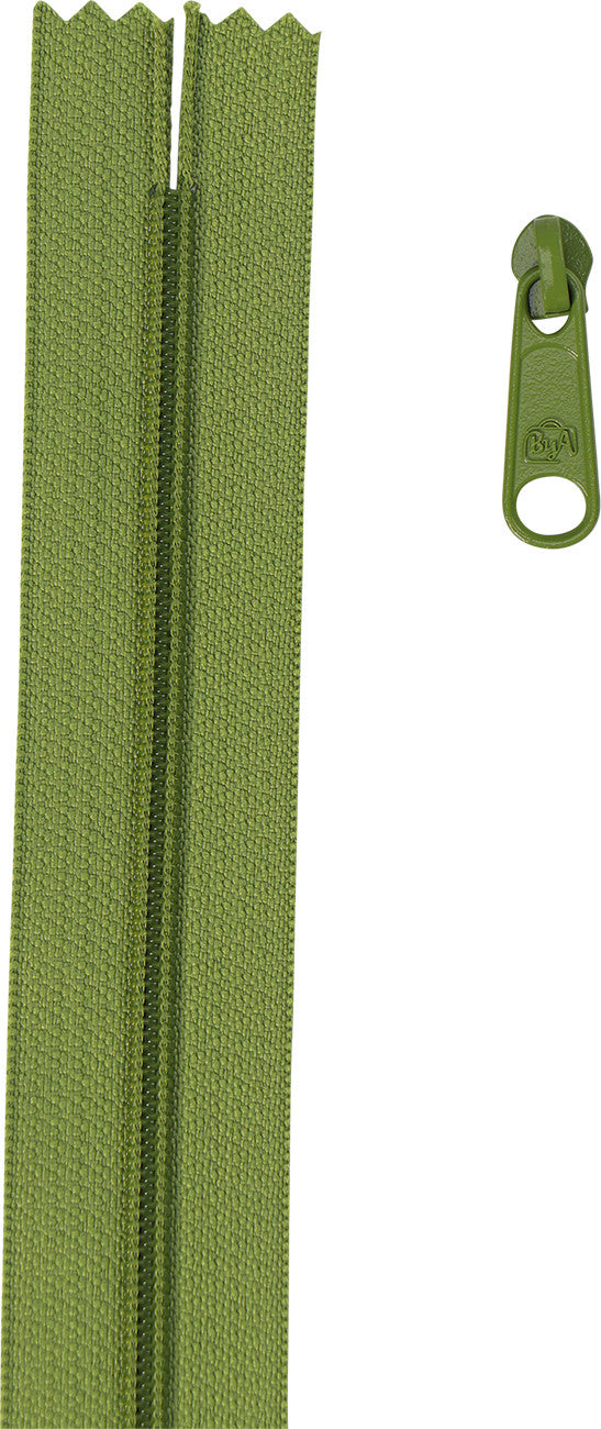 4 yards of 16mm #4.5 zipper chain and 16 Extra-Large Coordinated Pulls Olive