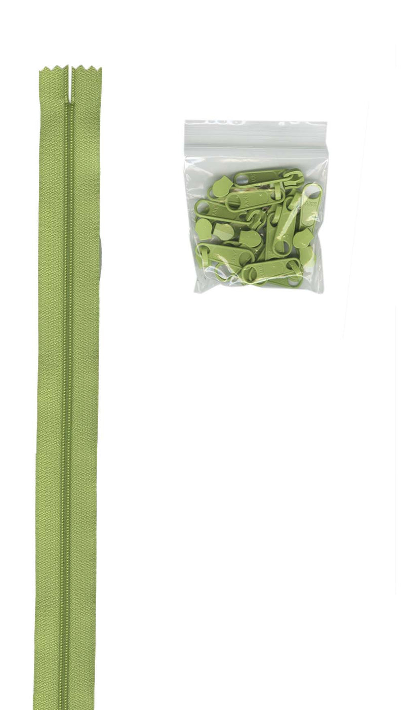 4 yards of 16mm #4.5 zipper chain and 16 X-Large Coordinated Pulls Chartreuse