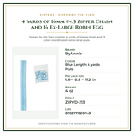 Product Specifications – 4 yards of 16mm #4.5 Zipper Chain and 16 Ex-Large Robin Egg