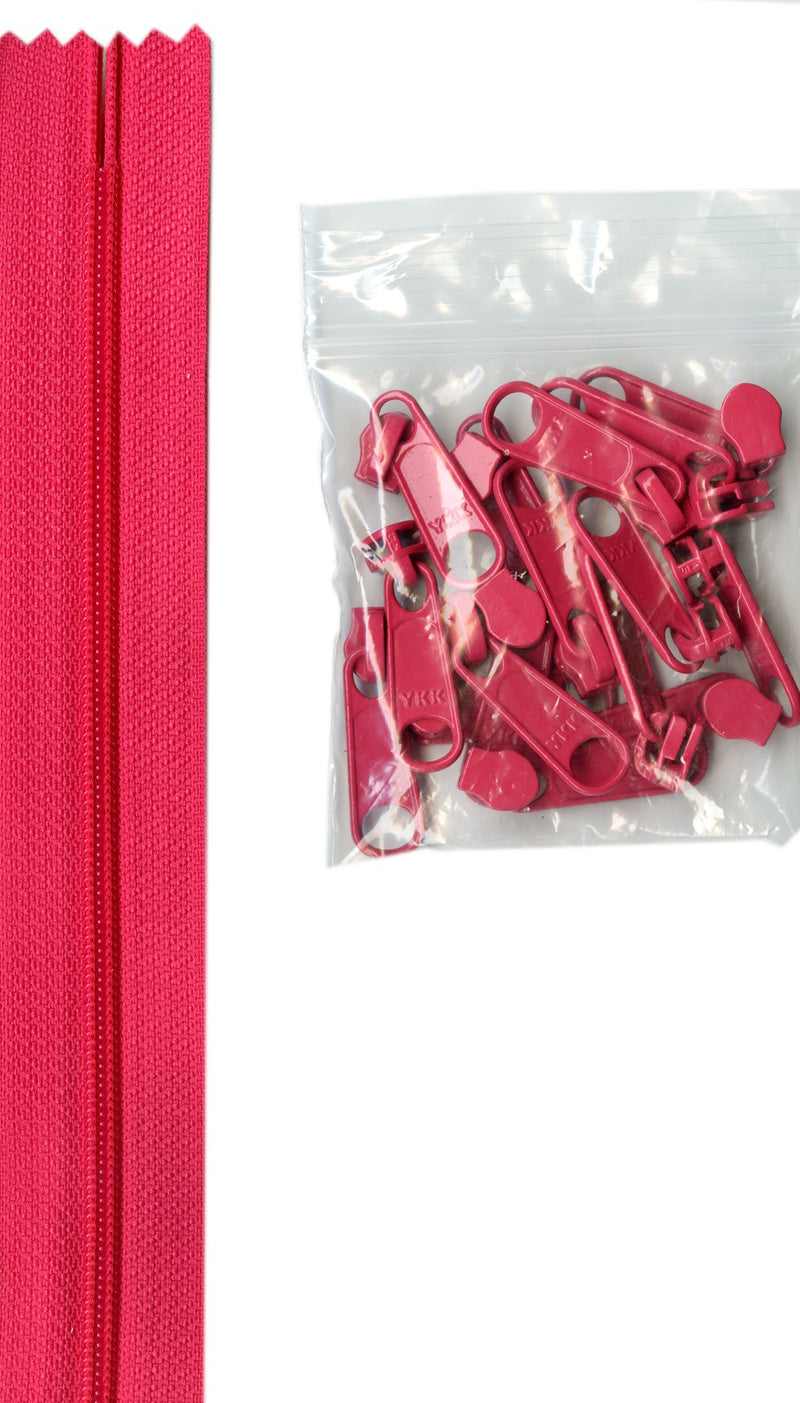4 yards of 16mm #4.5 zipper chain and 16 Extra-Large Coordinated Pulls Lipstick