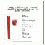 Product Specifications – 4 yards of 16mm #4.5 zipper chain and 16 Extra-Large Coordinated Pulls Tangerine