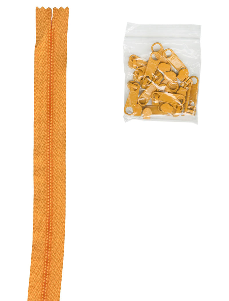 4 yards of 16mm #4.5 Zipper Chain and 16 Ex-Large Papaya