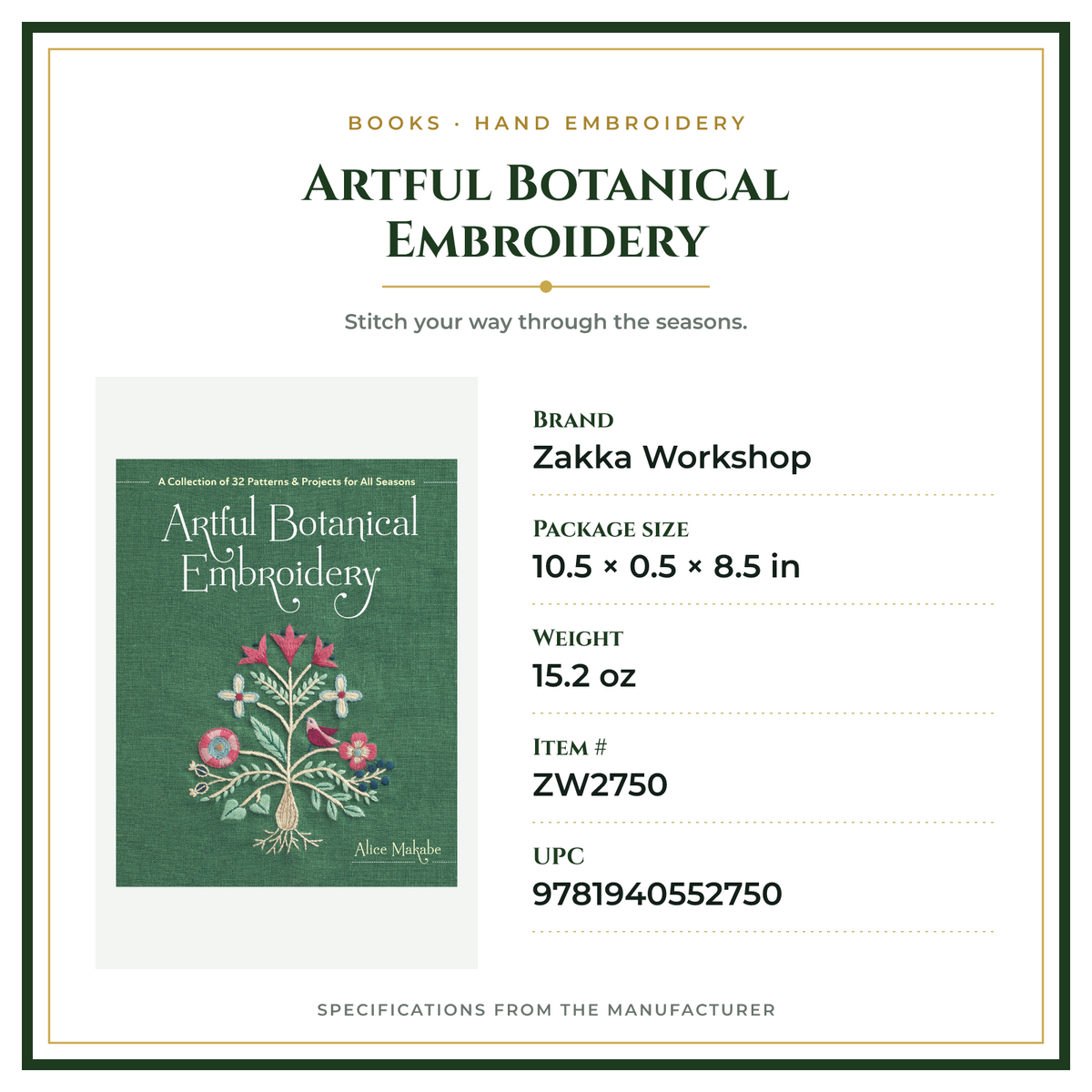 Product Specifications – Artful Botanical Embroidery