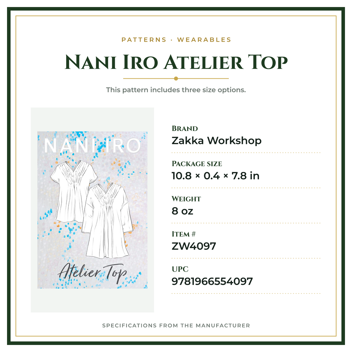 Product Specifications – Nani Iro Atelier Top