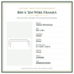 Product Specifications – 8in x 3in Wire Frames