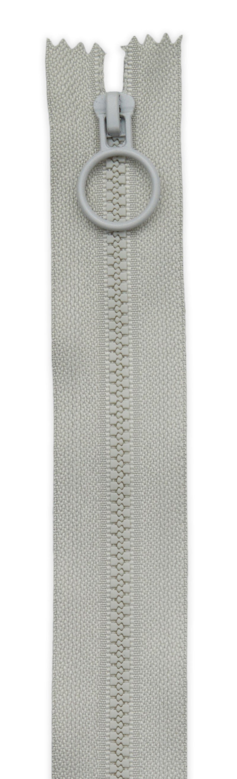 8in Gray Hoop Pull Zipper 2pk