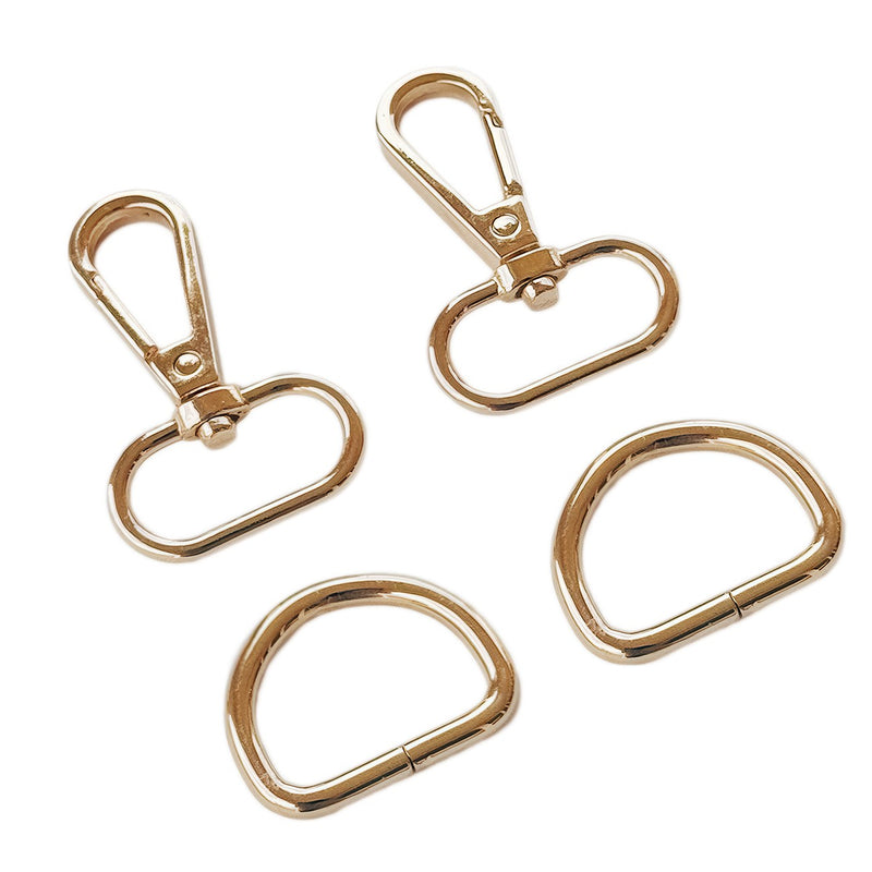 Rose Gold 1in Swivel Hook & D-Ring 2pk