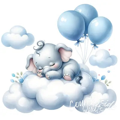 Baby Boy Elephant Fabric Panel 3