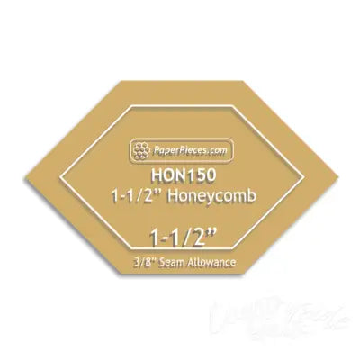 Acrylic Template 1-1/2in Honeycomb with 3/8in Seam Allowance