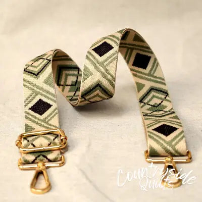 Adjustable Shoulder Strap Green Black Beige Geometric